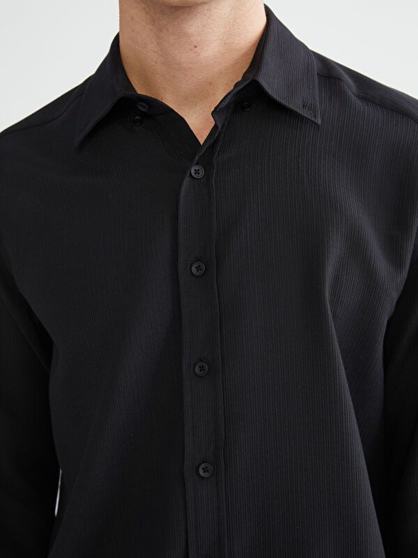 Moudda LC Waikiki - Chemise tissée manches longues Homme Noir - Tunisie 3