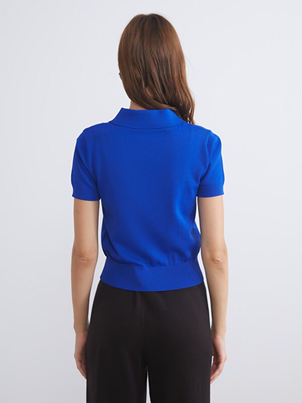 Moudda LC Waikiki - Pull tricot manches courtes Femme Bleu vif - Tunisie 4