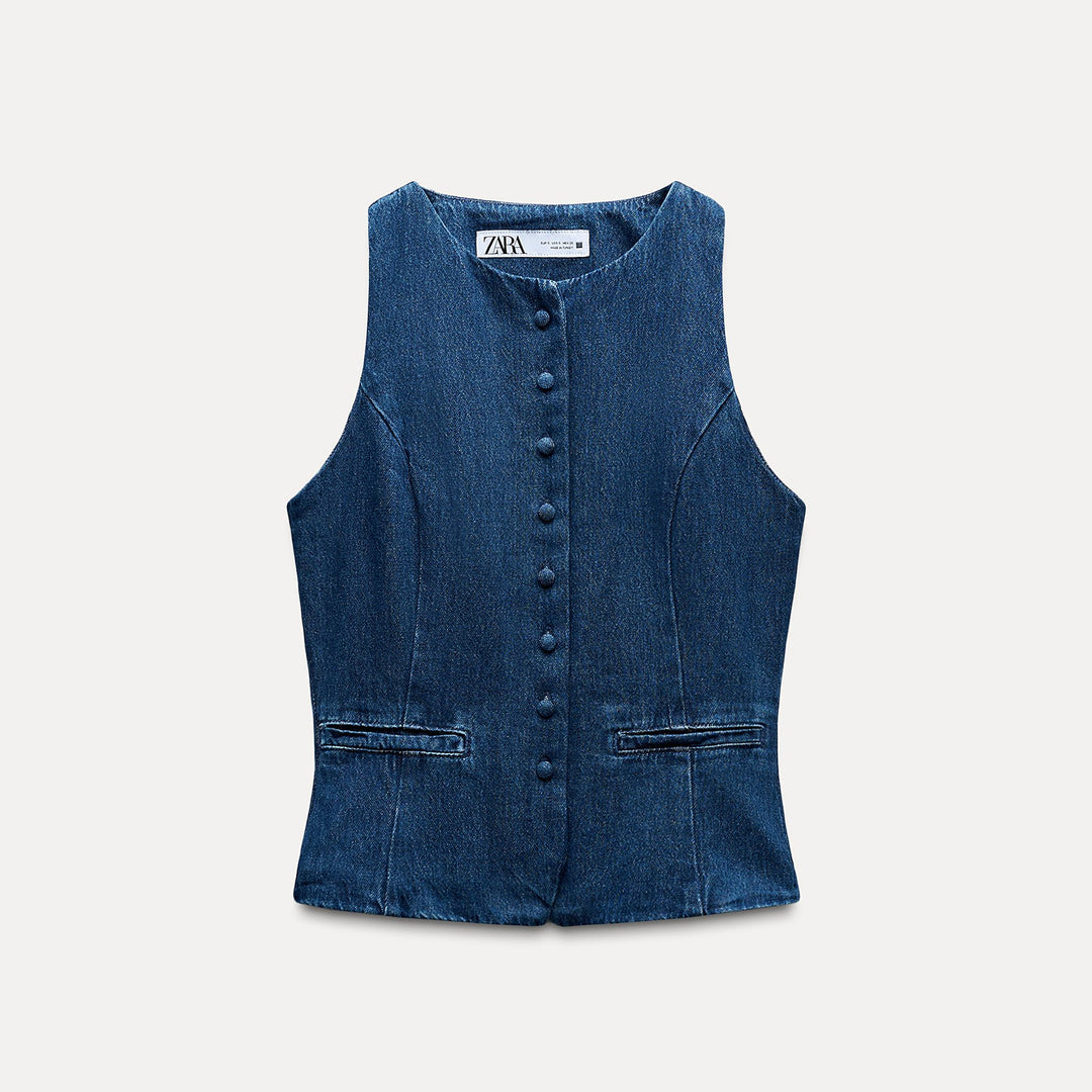 Moudda ZARA - Gilet en jean coordonné doux ceinturé - Tunisie 1
