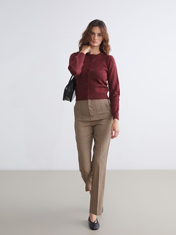 Moudda LC Waikiki - Pantalon tissé moyen Femme A carreaux bruns - Tunisie 1