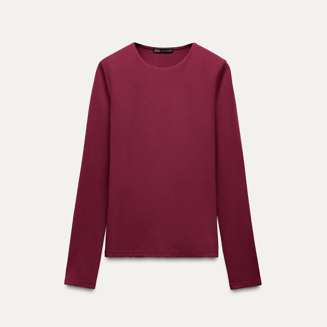 Moudda ZARA - T-Shirt Basic - Col Rond & Coton/Élasthanne - Tunisie 1