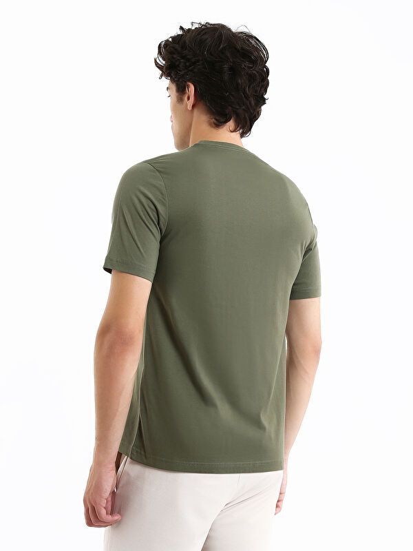 Moudda LC Waikiki - T-shirt jersey col rond manches courtes Homme Kaki - Tunisie 5