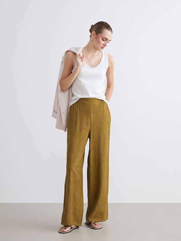 Moudda LC Waikiki - Pantalon tissé fin Femme Vert olive - Tunisie 1