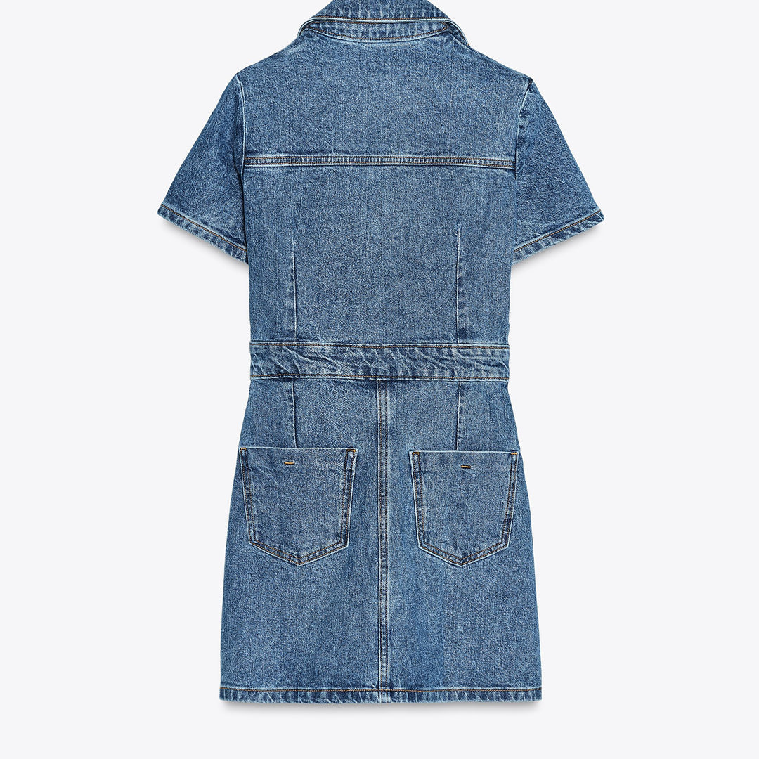 Moudda ZARA - Robe Denim Mini - Encolure Forcée & Boutons - Tunisie 2
