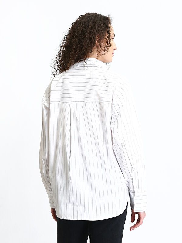 Moudda LC Waikiki - Chemise tissée manches longues Femme Rayures noires - Tunisie 5