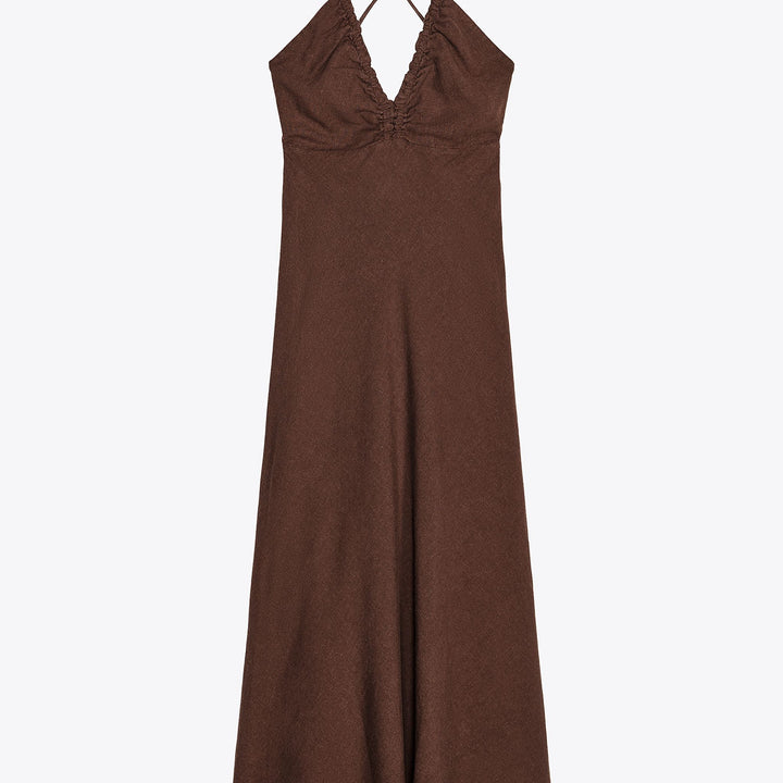 Moudda ZARA - Robe Midi Lin/Viscose - Halter & Pierres - Tunisie 1