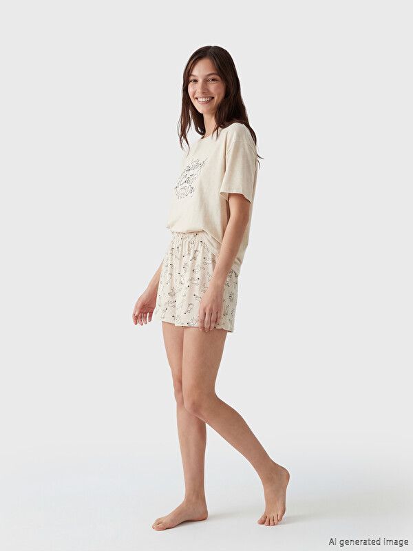 Moudda LC Waikiki - Ensemble court en jersey pour Femme couleur Imprimé mélangé - Tunisie 2
