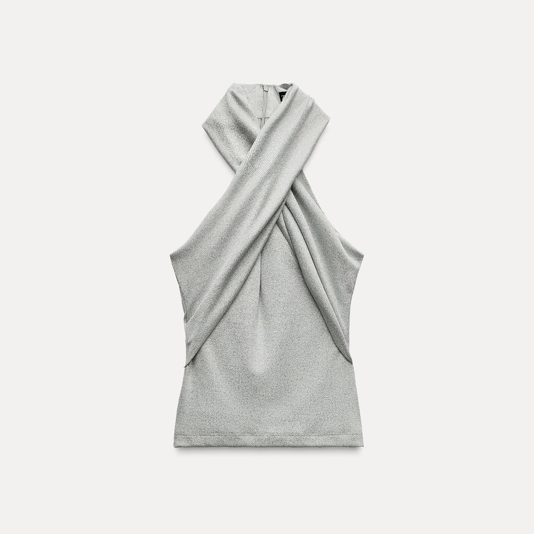 Moudda ZARA - Top maille lurex manches courtes croisé - Tunisie 1