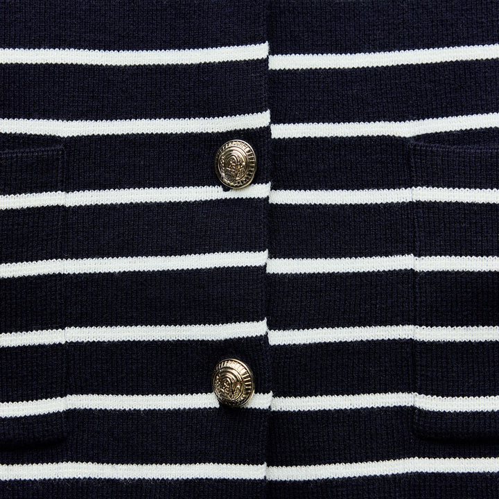 Moudda ZARA - Veste col droit boutons dorés poches coordonnée rayée - Tunisie 3