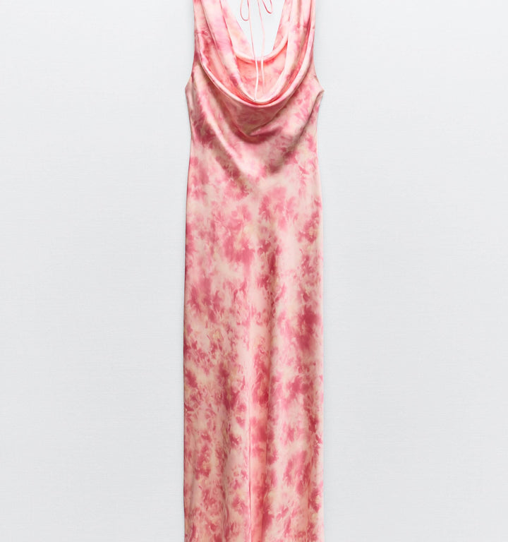Moudda ZARA - Robe en satin imprimée tie & dye, décolleté plongeant - Tunisie 1