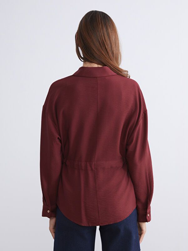 Moudda LC Waikiki - Chemise tissée manches courtes Femme Bordeaux - Tunisie 4