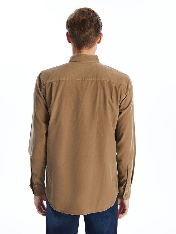 Moudda LC Waikiki - Chemise tissée manches longues Homme Chameau - Tunisie 4