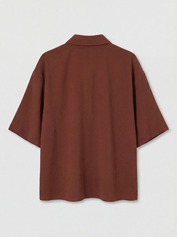 Moudda LC Waikiki - Chemise manches courtes en tissu pour Femme couleur Marron - Tunisie 2