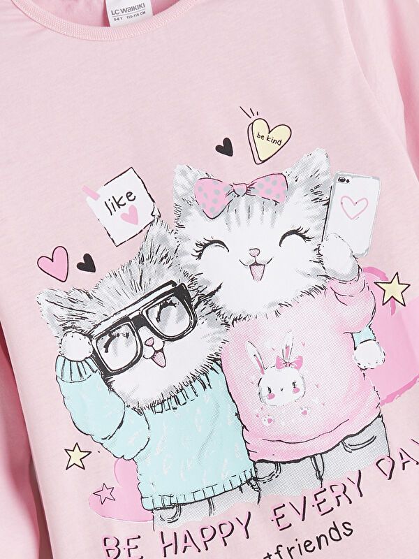 Moudda LC Waikiki - Pyjama en jersey manches longues moyen Fille Lilas rose - Tunisie 3