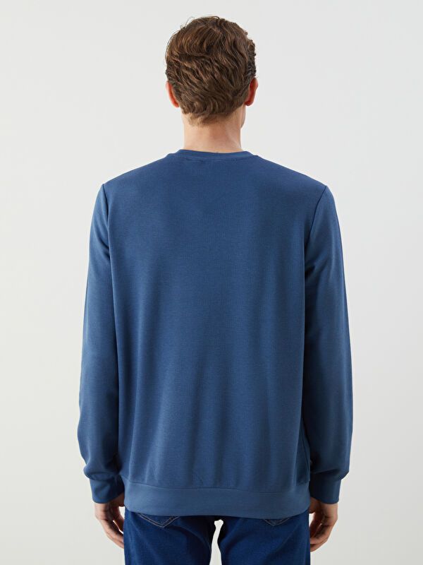 Moudda LC Waikiki - Sweatshirt jersey basique Homme Indigo - Tunisie 4