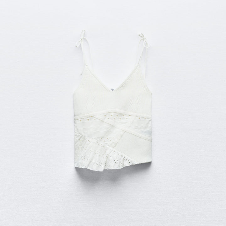 Moudda ZARA - Top fines bretelles volant combiné dentelle asymétrique - Tunisie 2