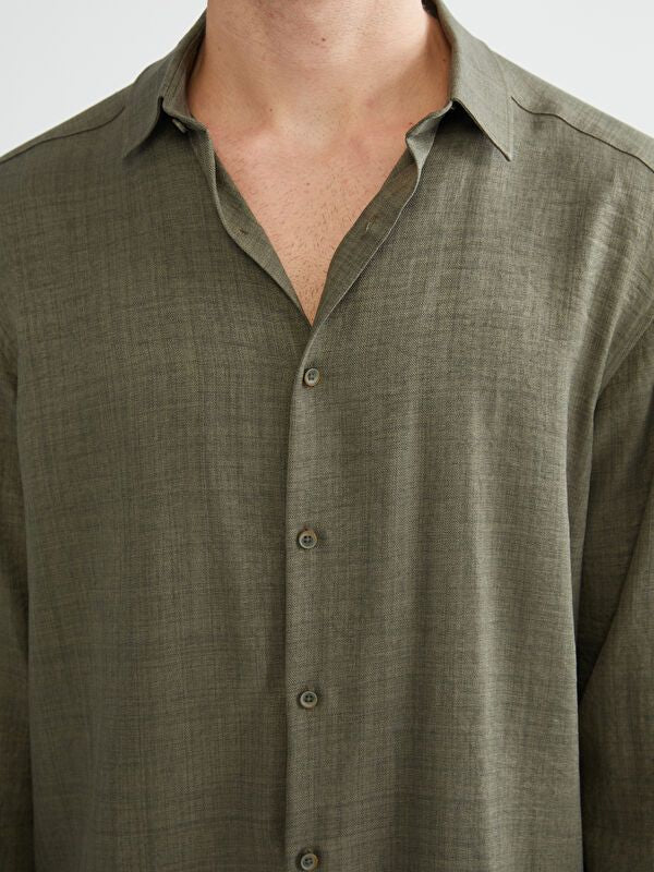 Moudda LC Waikiki - Chemise tissée manches longues Homme Vert olive - Tunisie 3