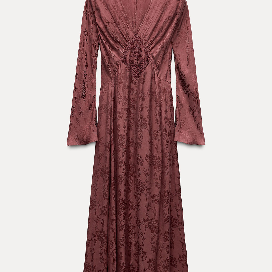 Moudda ZARA - Robe jacquard manches longues encolure en V - Tunisie 1