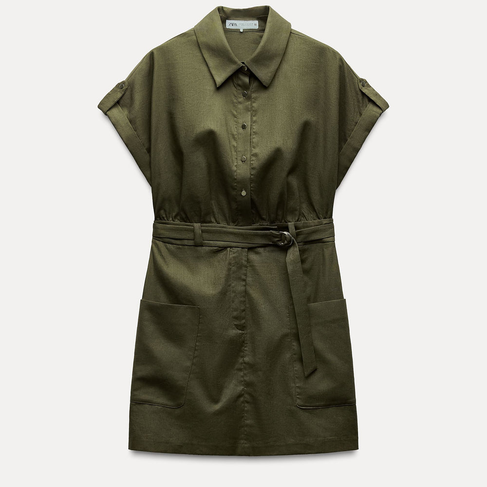 Moudda ZARA - Robe courte lin/coton col chemise manches courtes - Tunisie 2