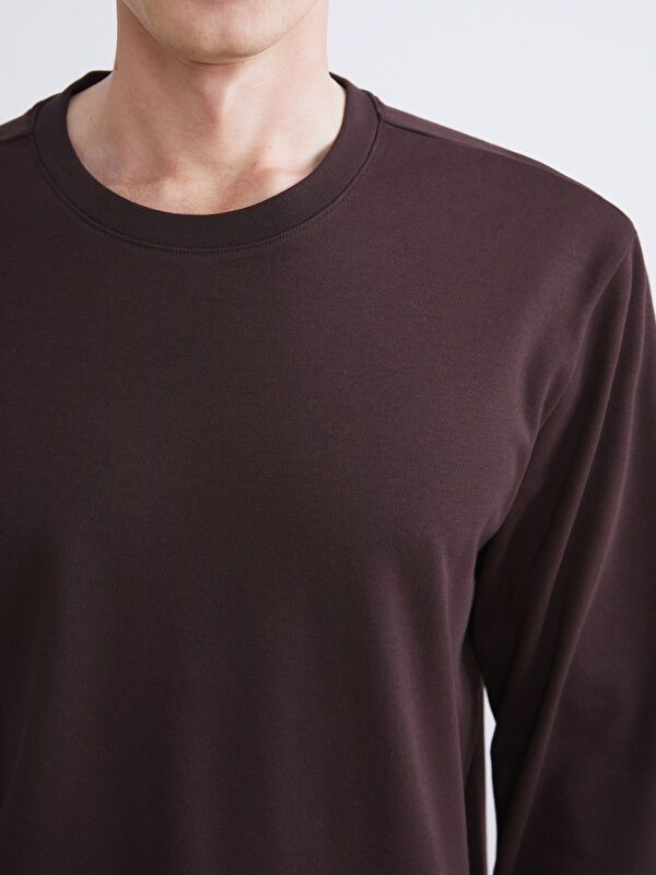 Moudda LC Waikiki - Sweatshirt jersey basique Homme Prune - Tunisie 3