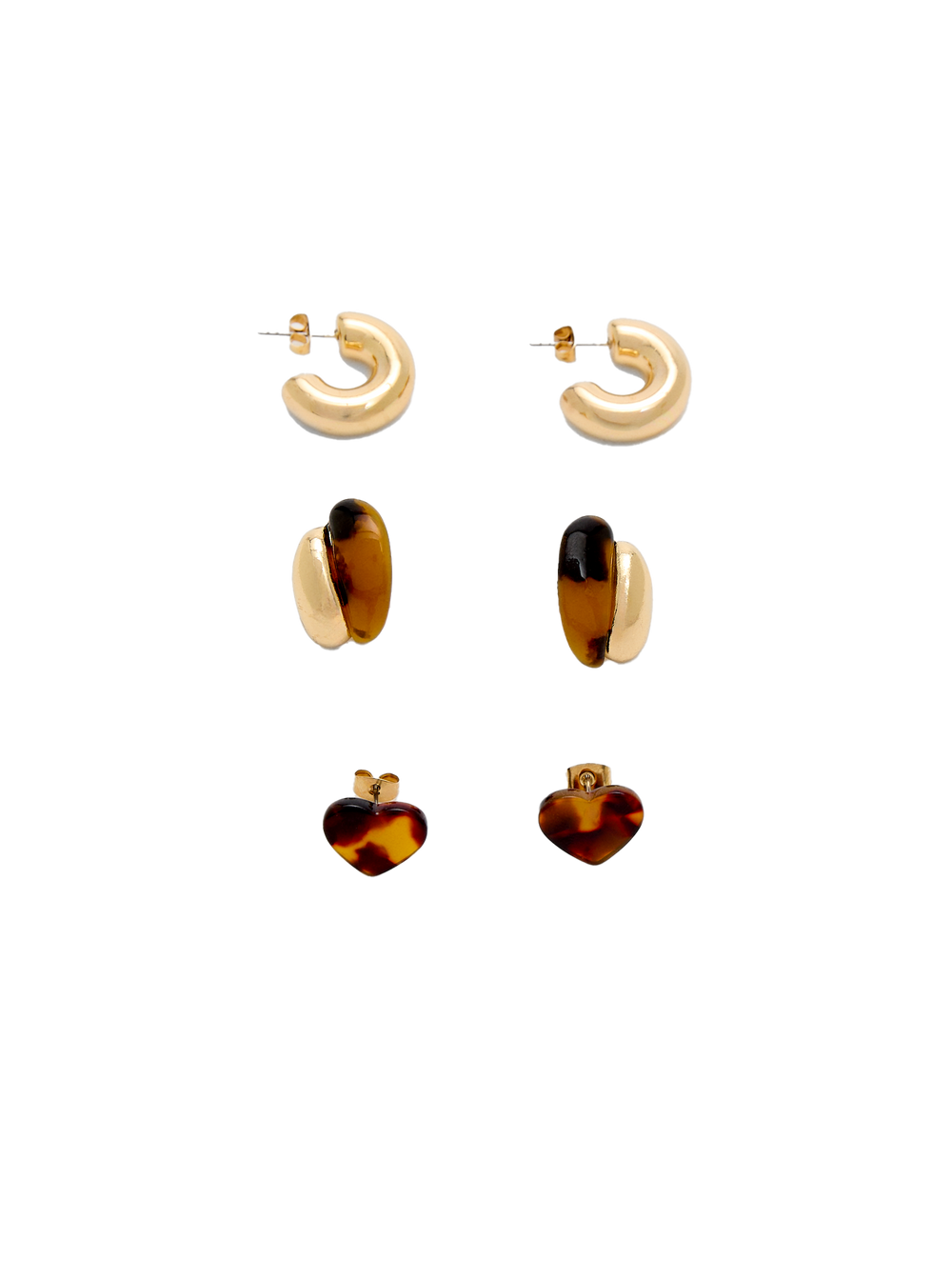 Moudda STRADIVARIUS - Lot de 3 Boucles d'Oreilles Cœur et Anneau Combinés - Tunisie 2