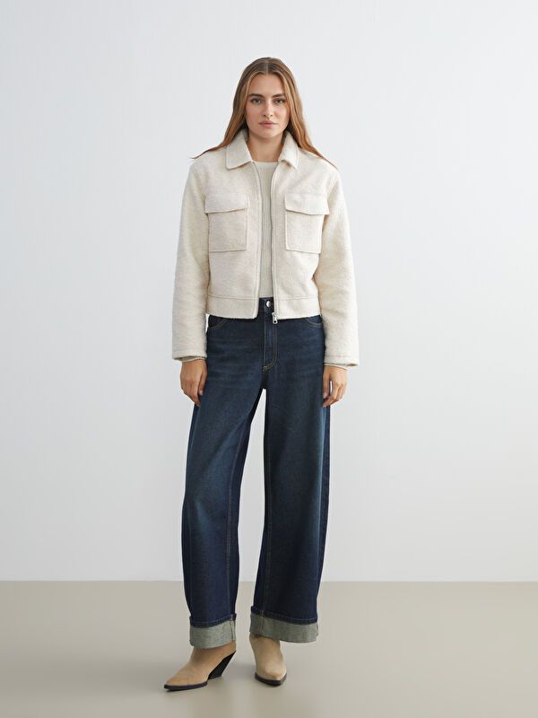 Moudda LC Waikiki - Manteau effet laine Femme Ecru - Tunisie 2