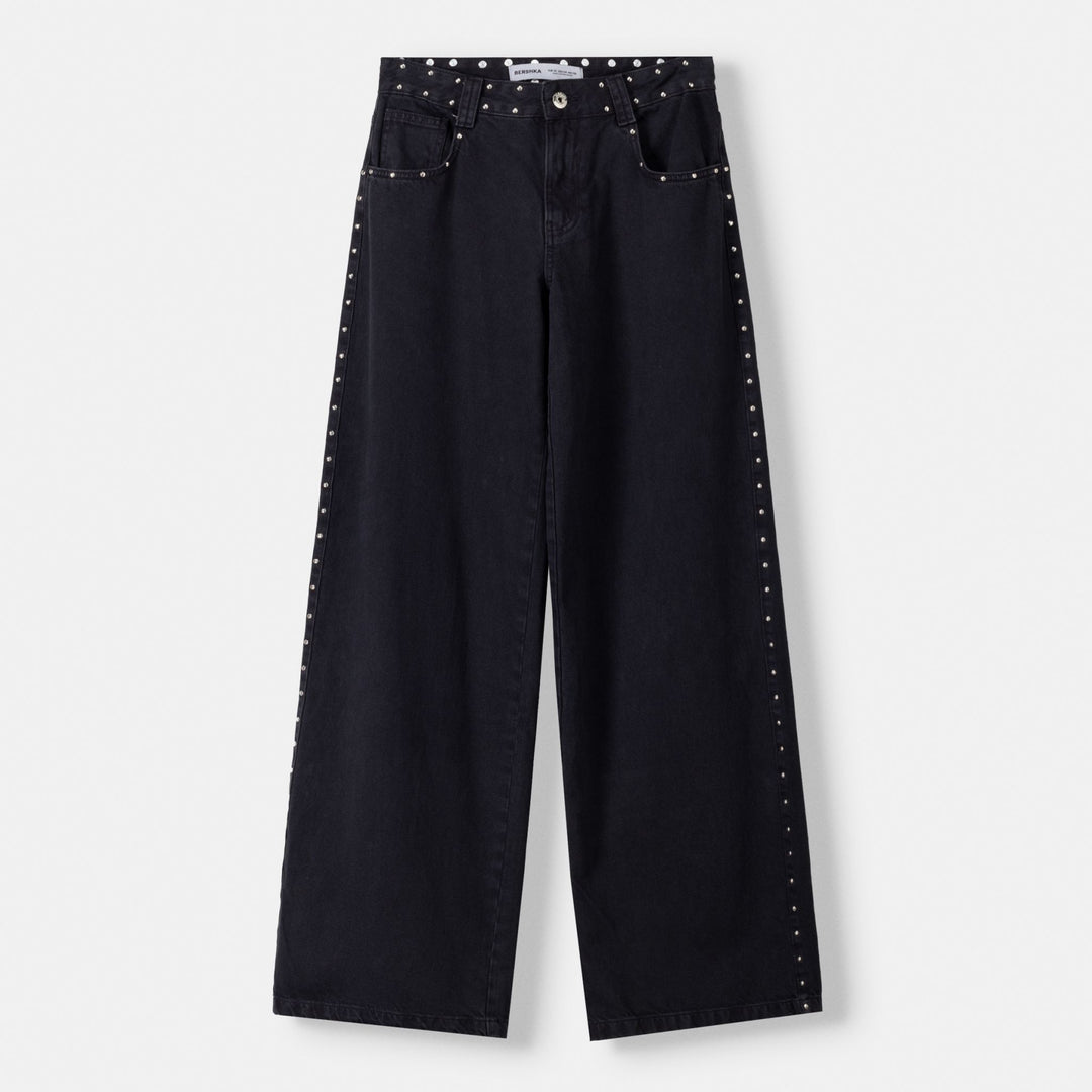 Moudda BERSHKA - Pantalon Droit en Sergé à Clous - Tunisie 1