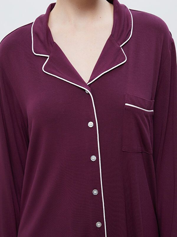 Moudda LC Waikiki - Pyjama en jersey manches longues Femme Prune - Tunisie 3