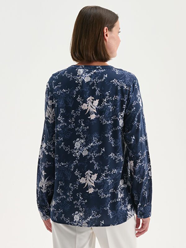 Moudda LC Waikiki - Chemise tissée imprimée manches longues Femme Imprimé marine - Tunisie 4