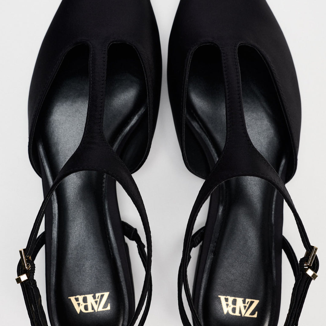 Moudda ZARA - Chaussures plates T-bar satin - Tunisie 5