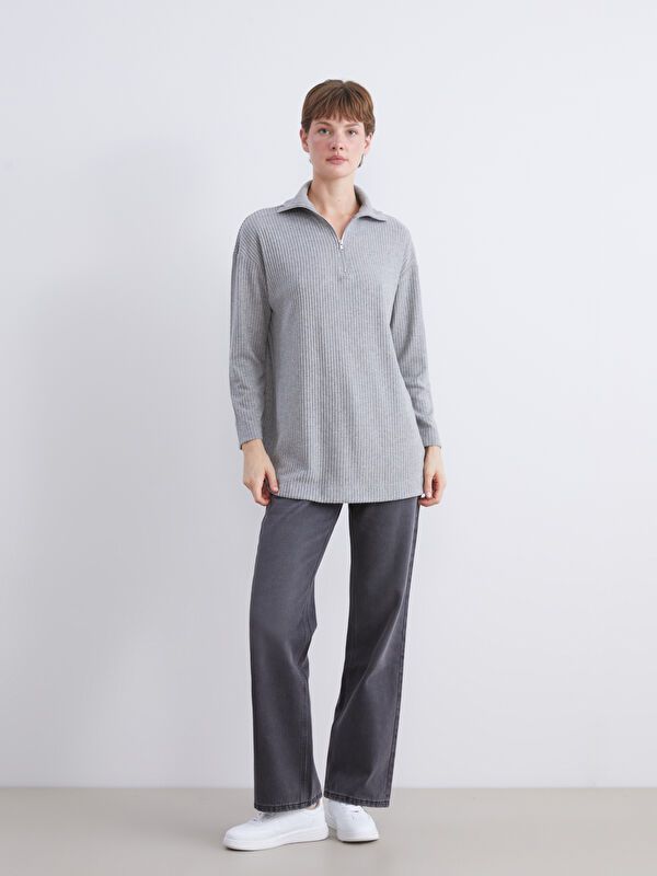 Moudda LC Waikiki - Tunique en jersey manches longues Femme Mélange de gris - Tunisie 2