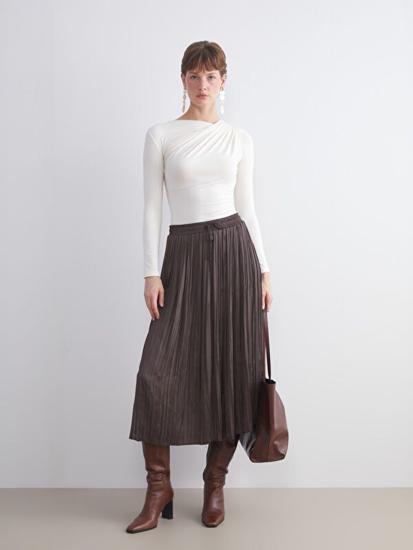 Moudda LC Waikiki - Jupe longue tissée Femme Brun - Tunisie 1