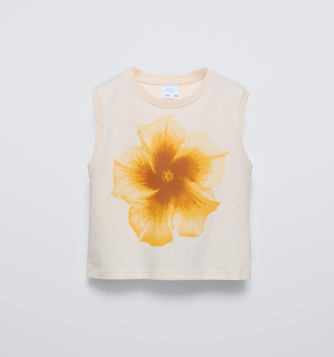 Moudda ZARA - T-shirt imprimé photo florale jaune - Tunisie 1