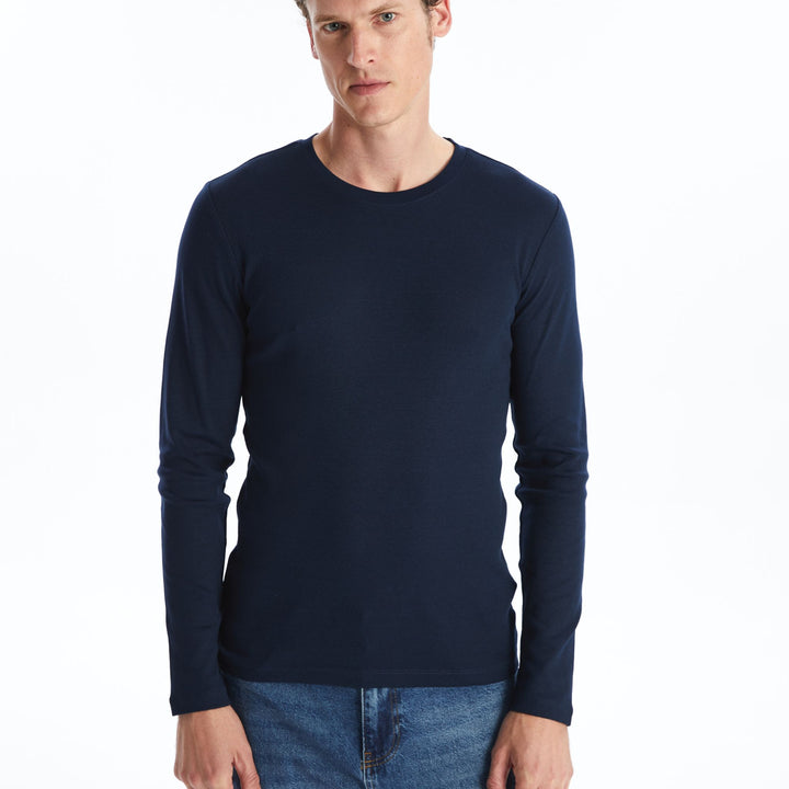 Moudda LC Waikiki - T-shirt jersey manches longues basique Homme Bleu marine - Tunisie 2