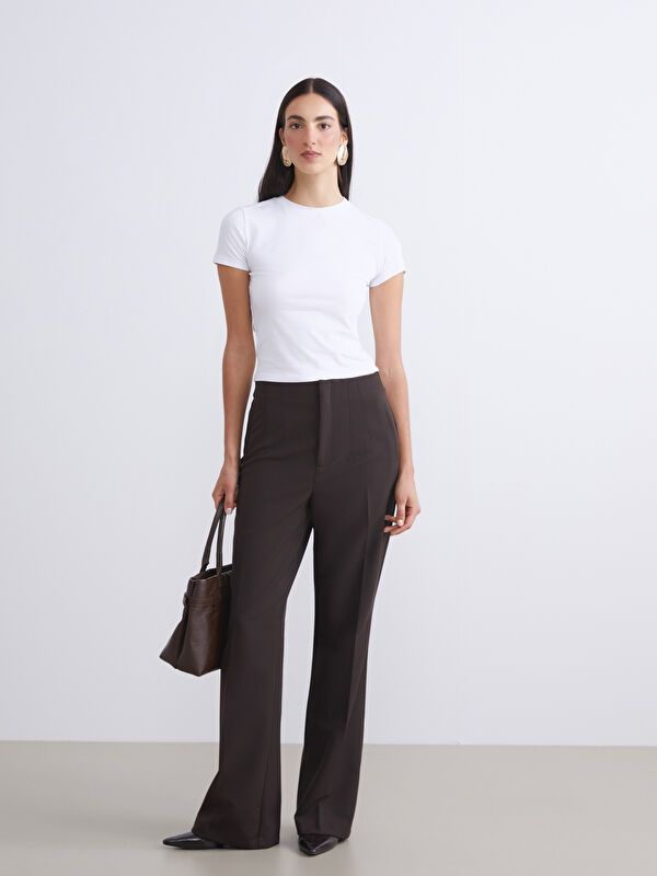 Moudda LC Waikiki - Pantalon tissé moyen Femme Brun foncé - Tunisie 1