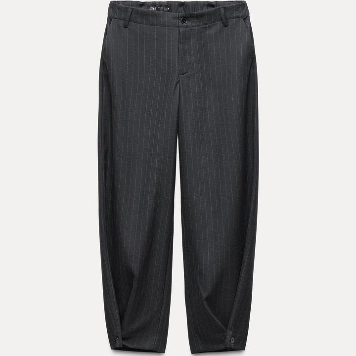 Moudda ZARA - Pantalon tonneau bouton ourlet rayé diplomate - Tunisie 1