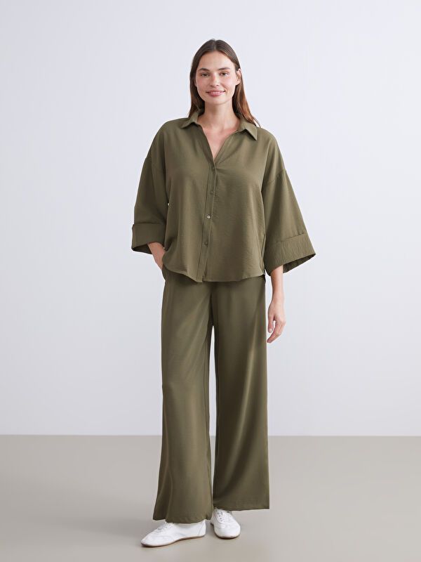 Moudda LC Waikiki - Chemise tissée manches longues Femme Kaki - Tunisie 2