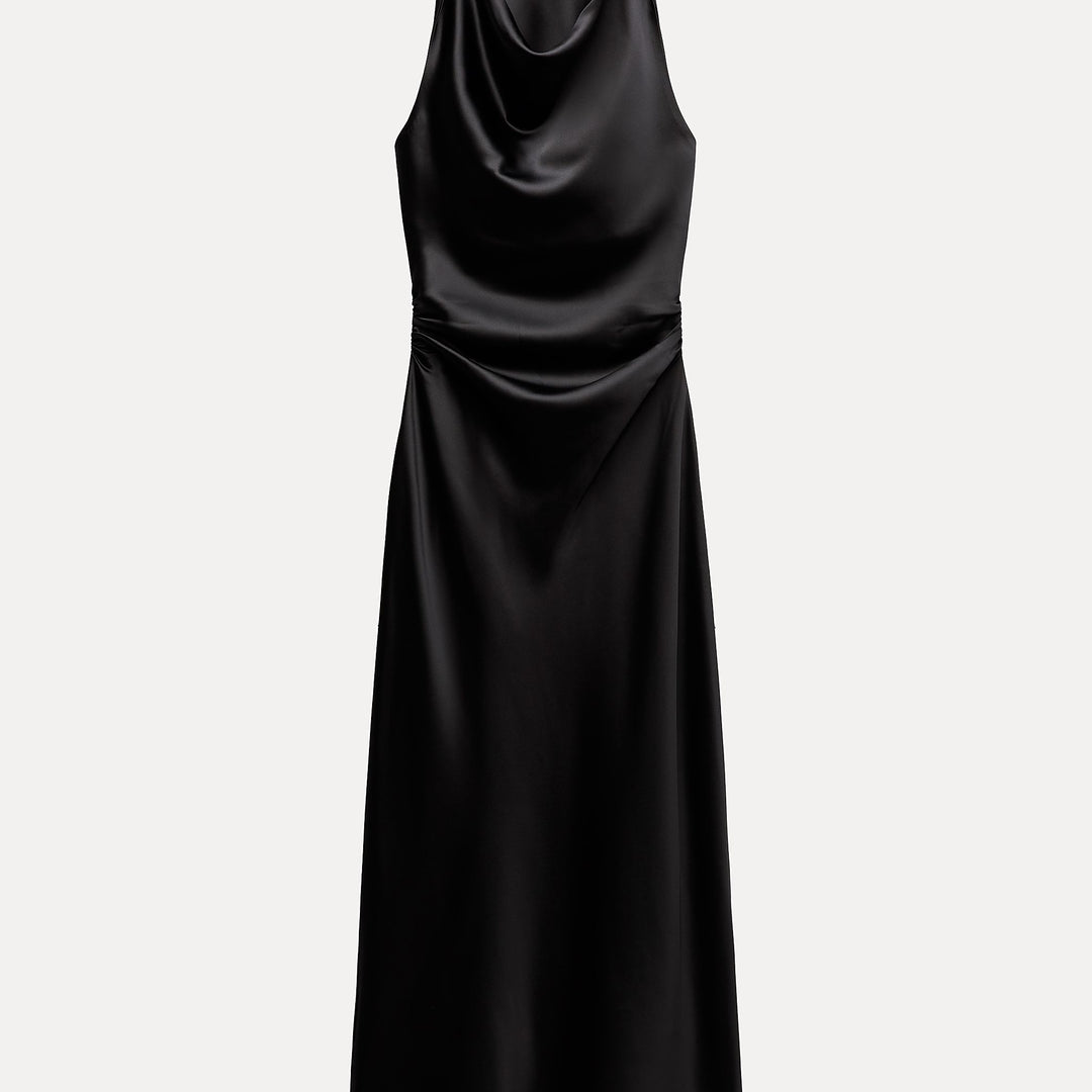 Moudda ZARA - Robe mi-longue en satin décolleté torsadé - Tunisie 1