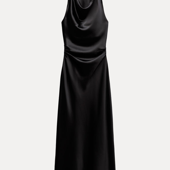 Moudda ZARA - Robe mi-longue en satin décolleté torsadé - Tunisie 1