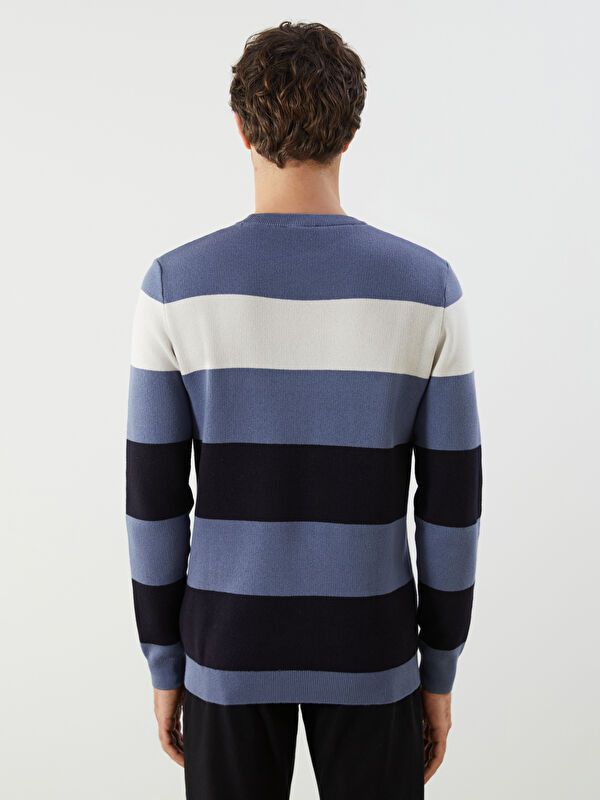 Moudda LC Waikiki - Pull rayé en tricot Homme Bleu terne - Tunisie 4