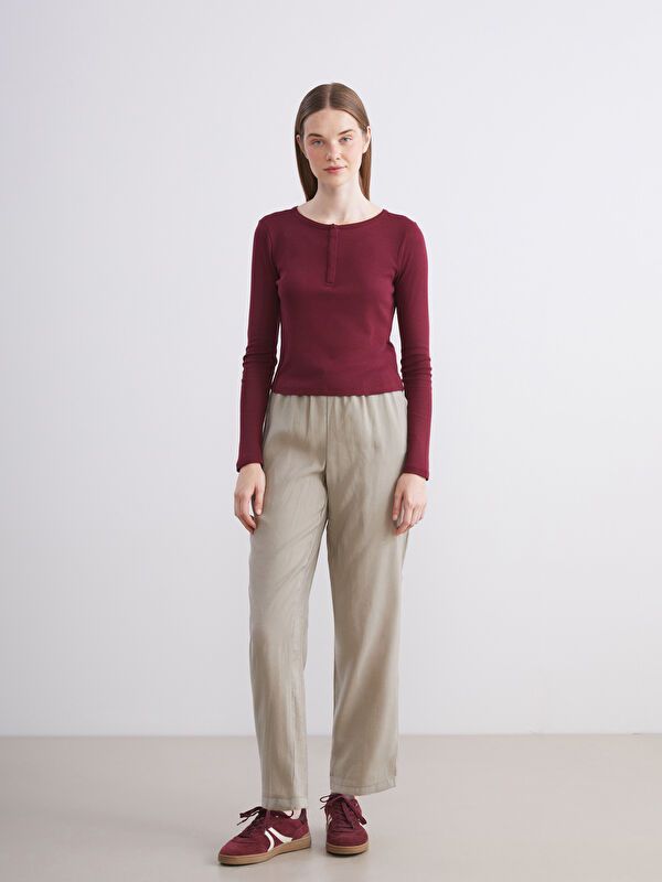 Moudda LC Waikiki - Pantalon tissé moyen Femme Kaki clair - Tunisie 1