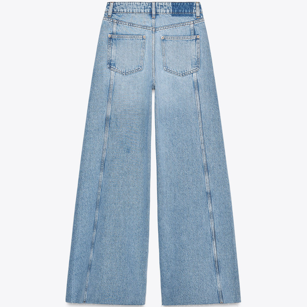Moudda ZARA - Denim - Taille Moyenne, Wide Leg & Coutures Latérales - Tunisie 2