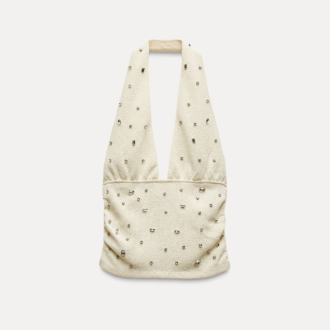 Moudda ZARA - Haut bustier froncé, strass, matière chaude - Tunisie 2