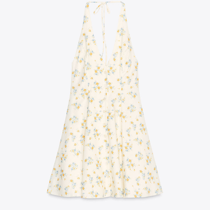 Moudda ZARA - Robe Courte Popeline Élastique Halter - Volume & Boutons - Tunisie 1