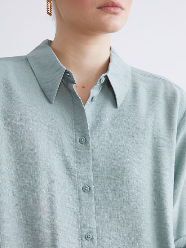 Moudda LC Waikiki - Chemise tissée manches longues Femme Kaki - Tunisie 3