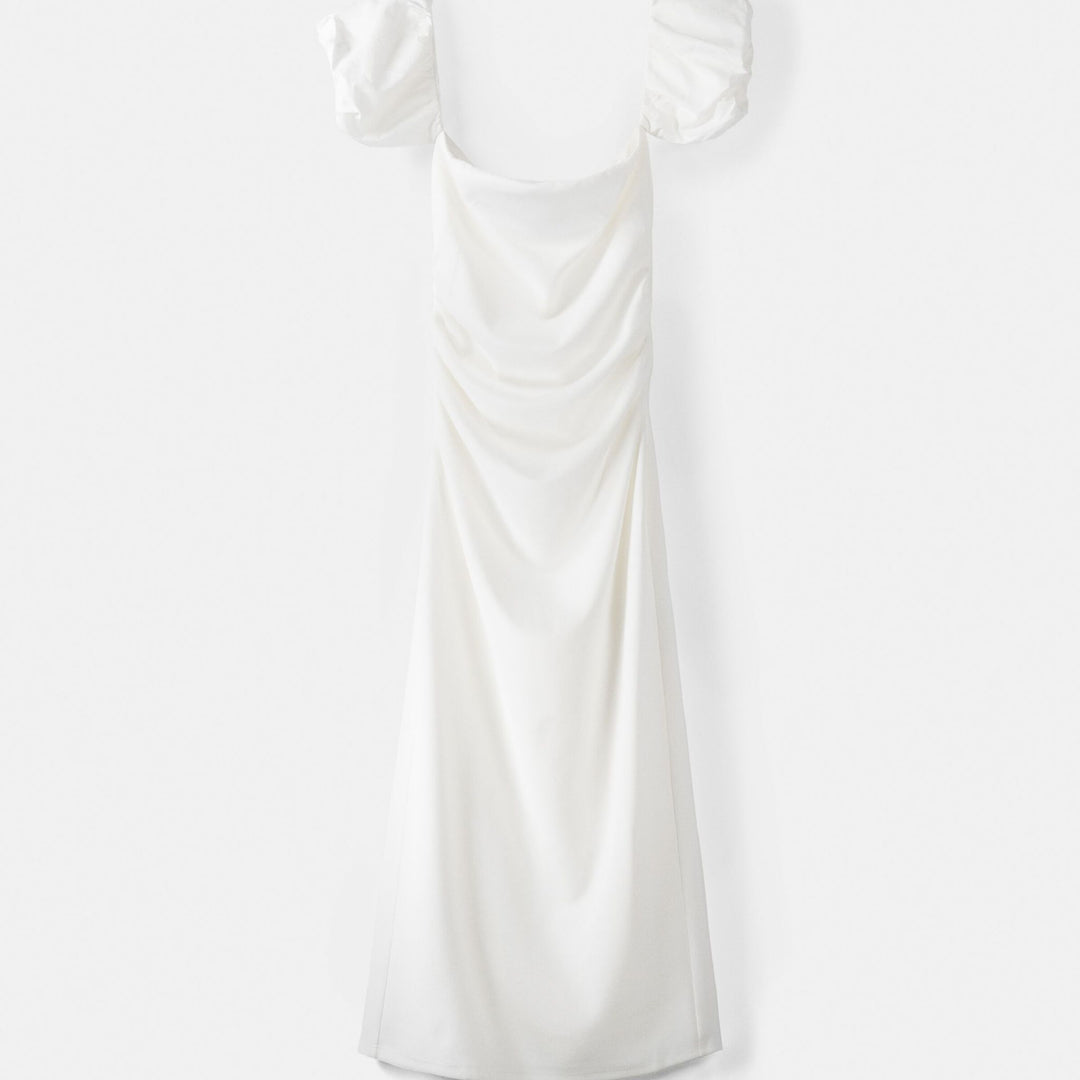 Moudda BERSHKA - Robe mi-longue manches courtes bimatière crêpe/popeline - Tunisie 1