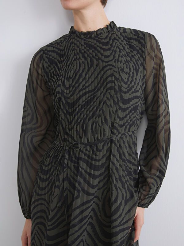 Moudda LC Waikiki - Robe tissée manches longues Femme Imprimé en noir - Tunisie 3