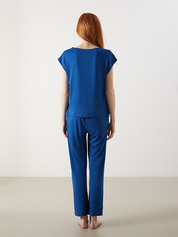 Moudda LC Waikiki - Pyjama jersey manches courtes Femme Bleu foncé - Tunisie 4