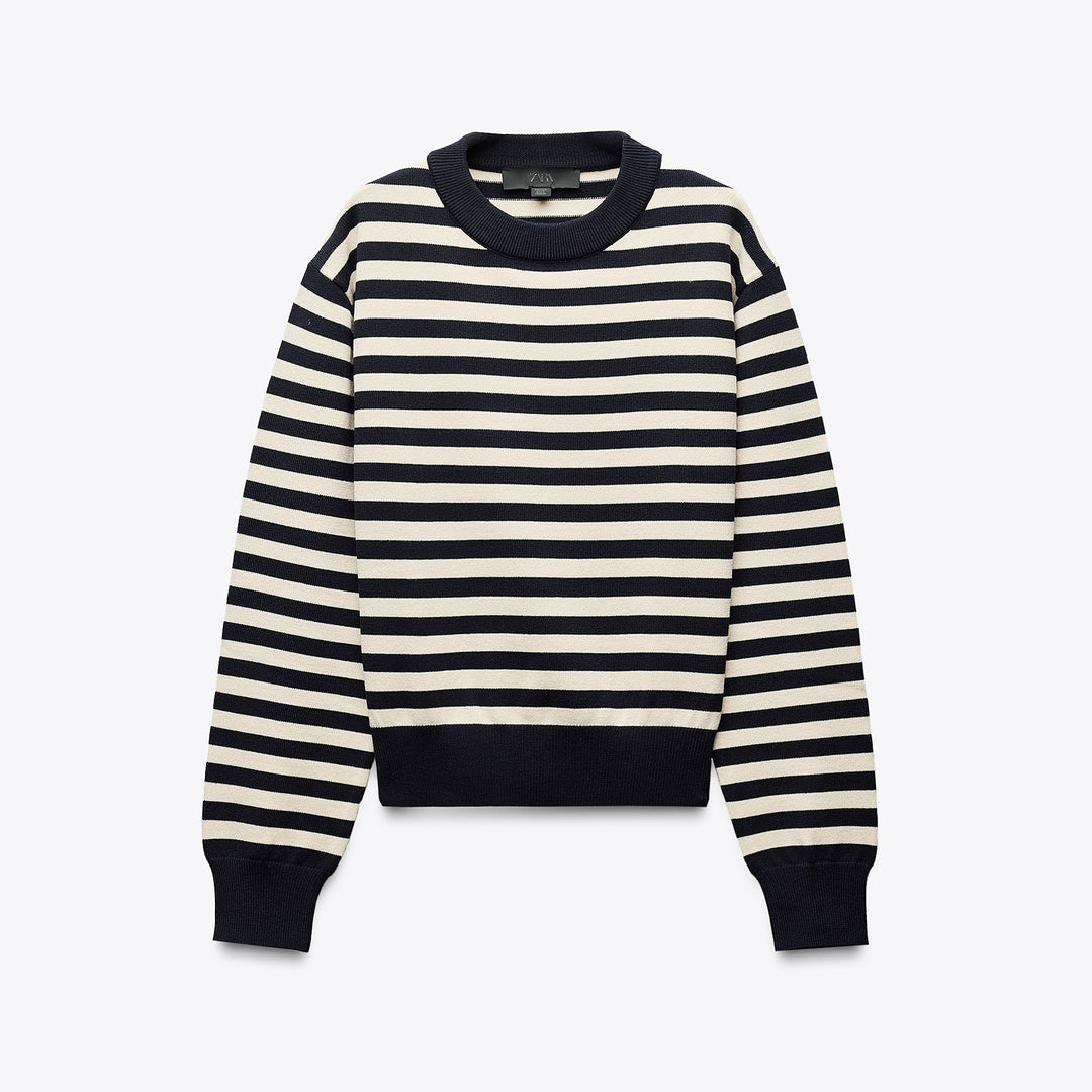 Moudda ZARA - Pull - Col Caja, Court, Rayures & Thinner PBT - Tunisie 1