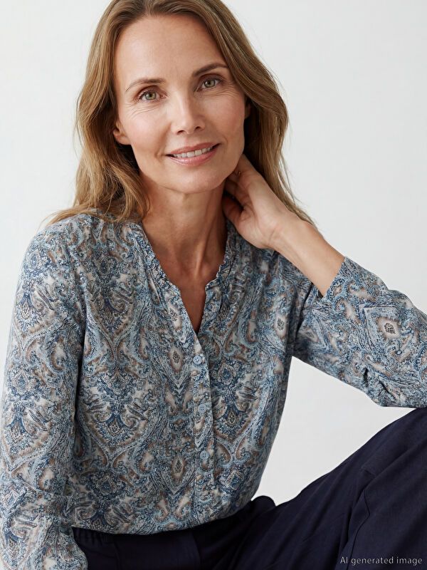 Moudda LC Waikiki - Chemisier (blouse) imprimé manches longues en tissu pour Femme - Tunisie 1